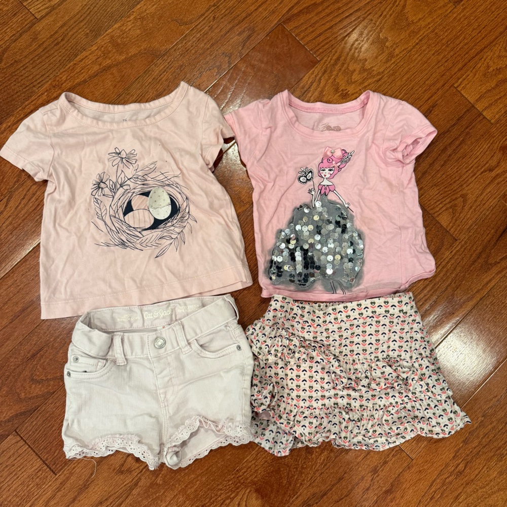 GAP, Carter’s Light Pink Graphic Tee and shorts/skort girls outfits size 2T